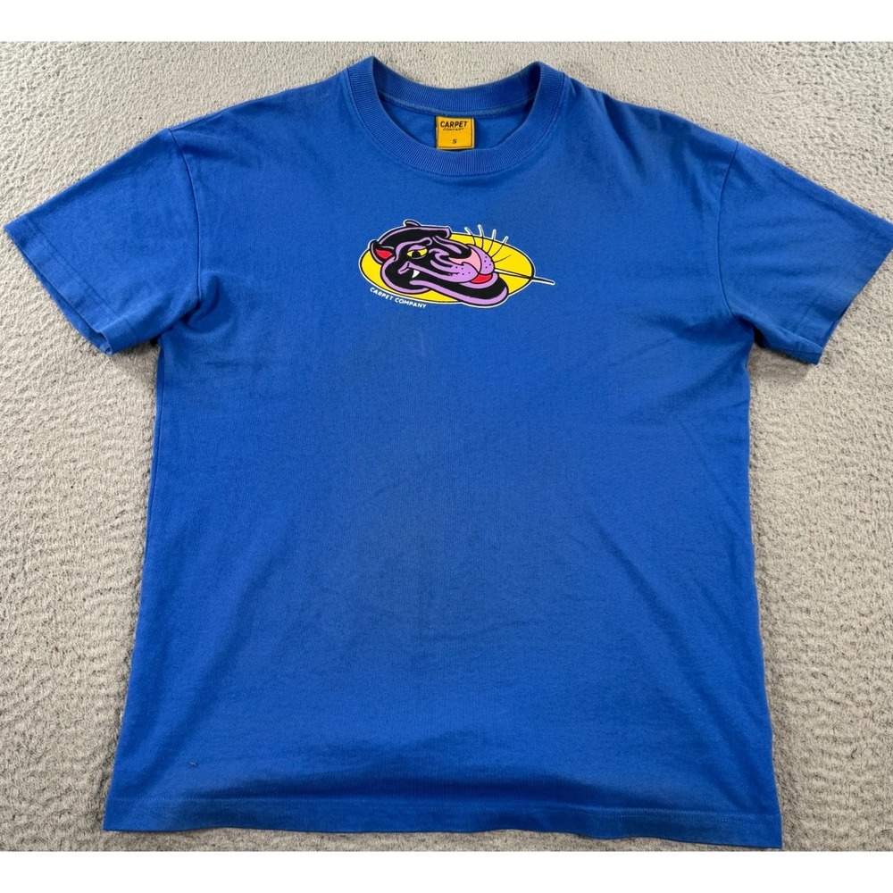 Carpet Company Shirt Mens Small Blue‎ Panther Skateboarding Logo Short Sleeve
